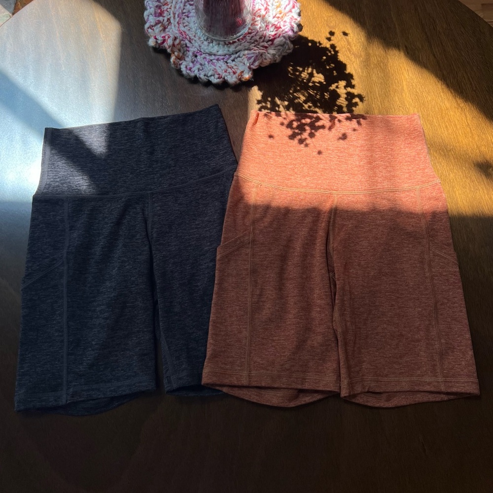 Aerie Biker Shorts — Auburn Orange & Rich Chocolate Brown XS 🧡🤎
